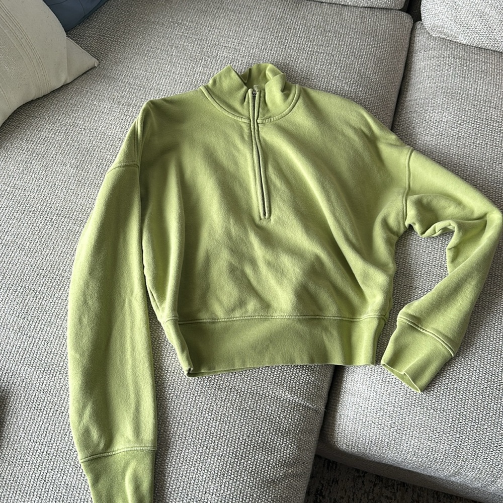 Reformation green half zip sweatshirt